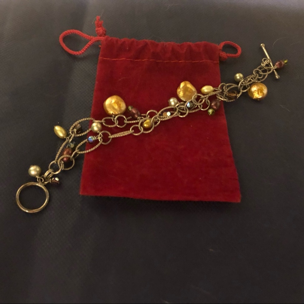 Silver, pearl and beaded bracelet